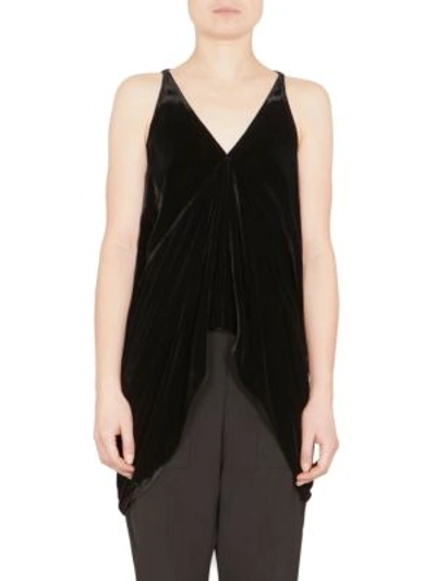 Shop Rick Owens V-neck Velvet Tank Top In Black