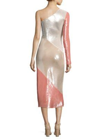 Shop Diane Von Furstenberg One Shoulder Bias Silk Dress In Ivory Light