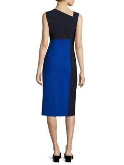 Shop Diane Von Furstenberg Asymmetrical Colorblock Midi Dress In Midnight/klein Blue