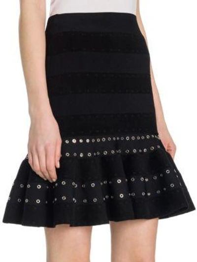 Shop Alexander Mcqueen Ruffled Eyelet Skirt In Black