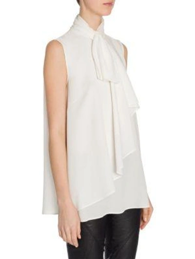 Shop Alexander Mcqueen Heavy Georgette Bow Top In Soft White