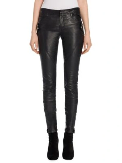 Shop Alexander Mcqueen Leather Biker Pants In Black