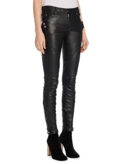 Shop Alexander Mcqueen Leather Biker Pants In Black