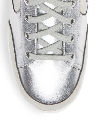 Shop Stella Mccartney Lace-up Metallic Sneakers In Silver Multi