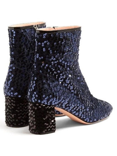 Rochas 60mm Sequined Velvet Ankle Boots In Black Navy ModeSens