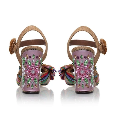 Shop Dolce & Gabbana Raffia Bow Sandals 105 In Pink