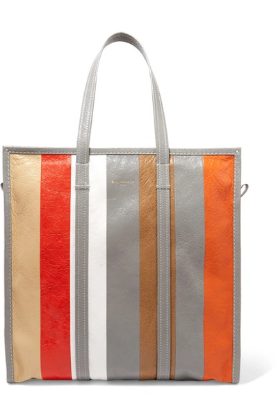 Balenciaga Bazar Shopper Extra Small Striped Leather Tote Bag In Multi