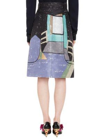 Shop Prada Dish-print Faille Silk Skirt In Multi