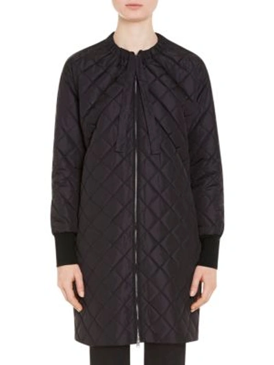 Shop Prada Long Quilted Nylon Coat In Black