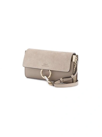 Shop Chloé Faye Suede Wallet Bag - Grey