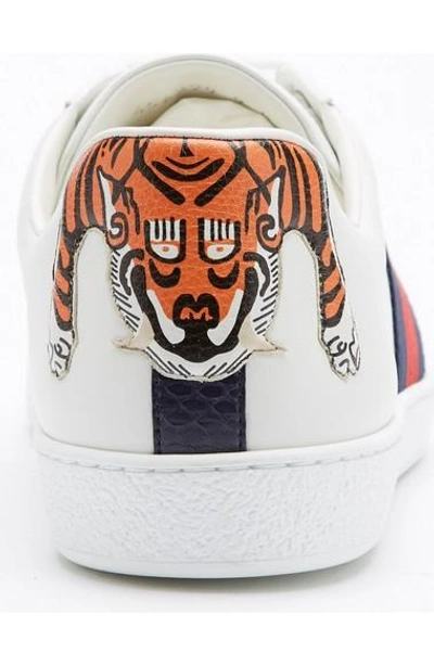 Shop Gucci New Ace Tiger Sneaker In Bianco Tiger