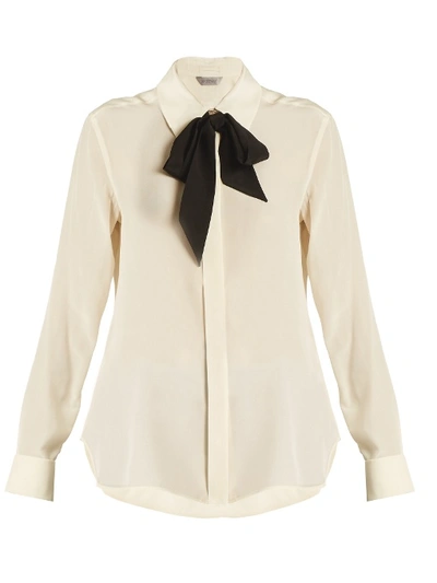 Sportmax Bow Collar Silk Crepe De Chine Shirt In Cream