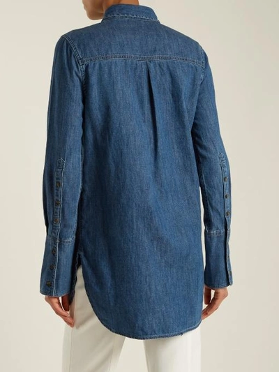 Equipment Arlette Point-collar Cotton-chambray Shirt In Blue | ModeSens