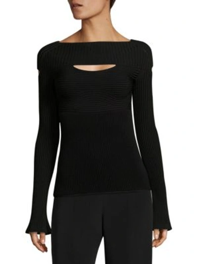 Cushnie Et Ochs Boat Neck Top With Cutouts In Black
