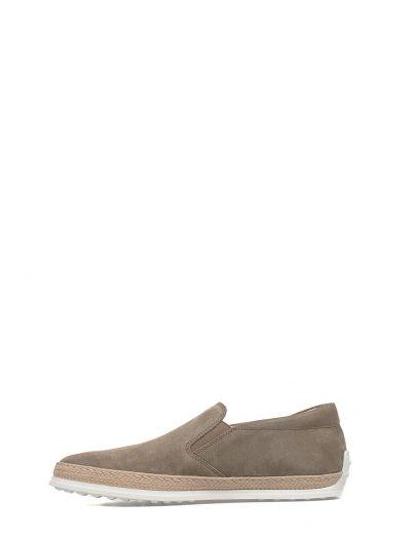 Tod's Suede Espadrille Slip-on Sneaker, Tan In Gray