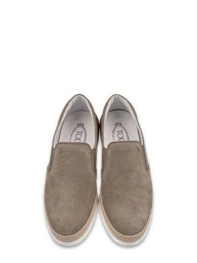 Tod's Suede Espadrille Slip-on Sneaker, Tan In Gray