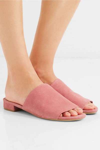 Shop Mansur Gavriel Suede Mules In Blush