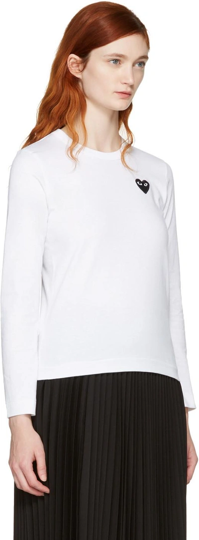 White Long Sleeve Heart Patch T-Shirt