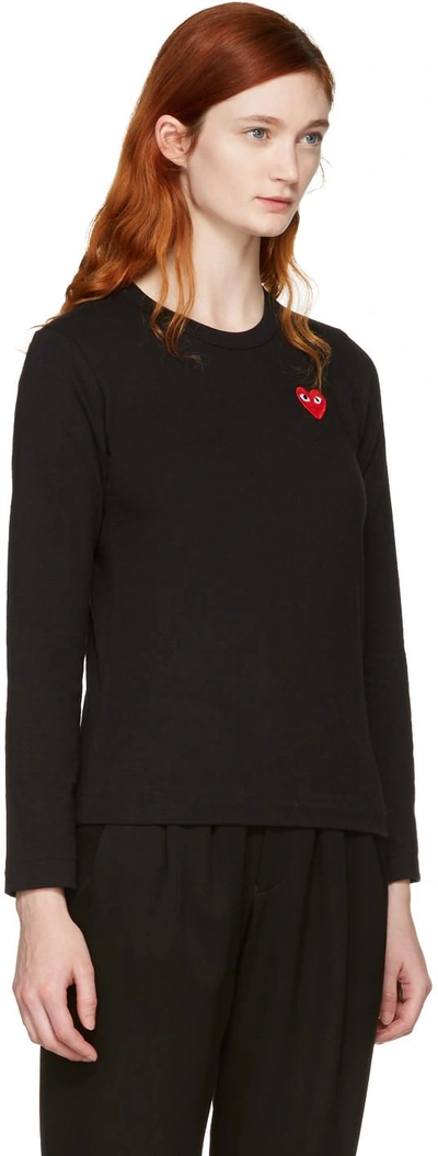 Shop Comme Des Garçons Play Comme Des Garcons Play Black Long Sleeve Heart Patch T-shirt In 1 Black