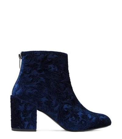 Shop Stuart Weitzman The Bacari Bootie In Prussian Blue Velvet