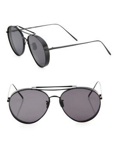 Shop Gentle Monster Big Bully 55mm Rounded Aviator Sunglasses In Black