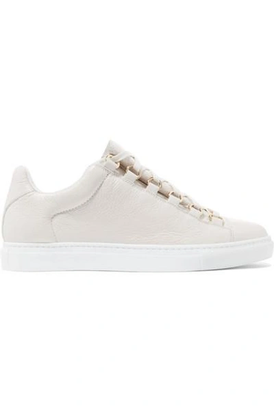 Shop Balenciaga Arena Crinkled-leather Sneakers In White