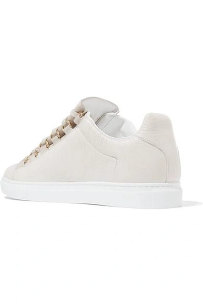 Shop Balenciaga Arena Crinkled-leather Sneakers In White