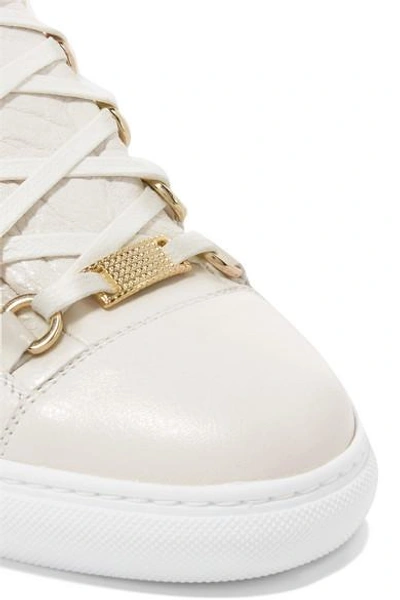 Shop Balenciaga Arena Crinkled-leather Sneakers In White