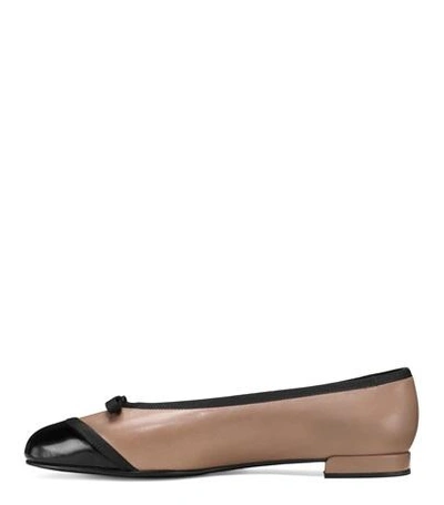 Shop Stuart Weitzman The Capture Flat In Mouse Beige Nappa Leather