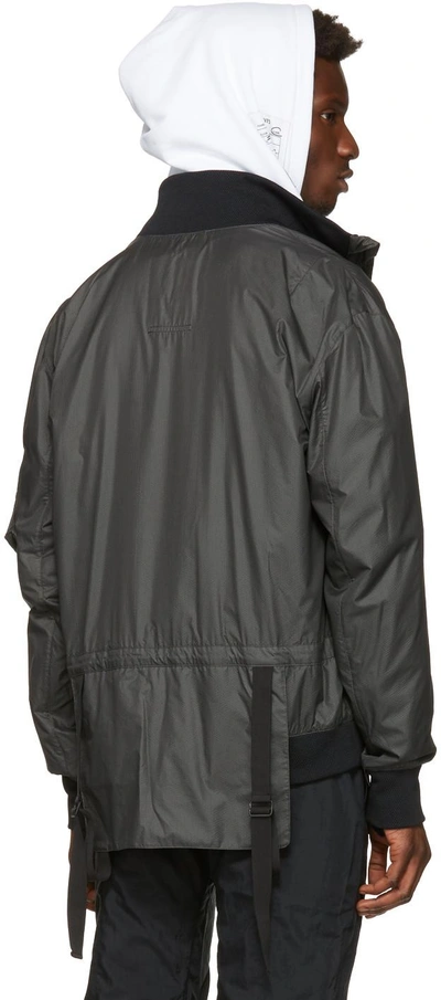 Shop Helmut Lang Grey Translucent Bomber Jacket