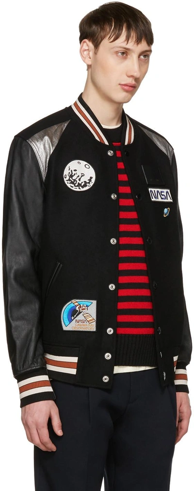 Shop Coach Black Nasa Patches Varsity Jacket