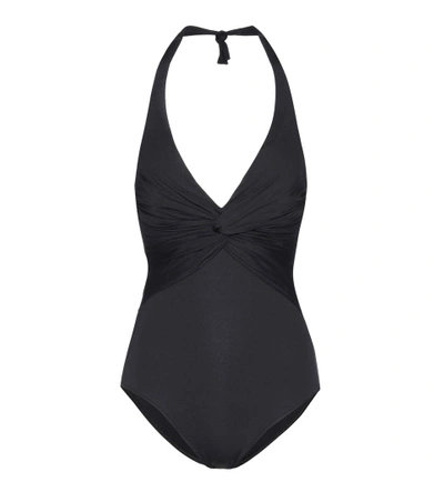 Melissa Odabash Twist-front Halter One-piece Swimsuit In Black