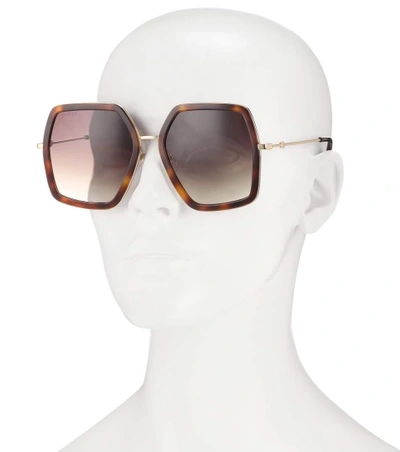 Shop Gucci Oversize Square-frame Metal Sunglasses