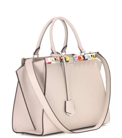 Shop Fendi 3jours Embellished Leather Tote In Grigio Polvere