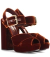 PRADA VELVET PLATFORM SANDALS,P00274826