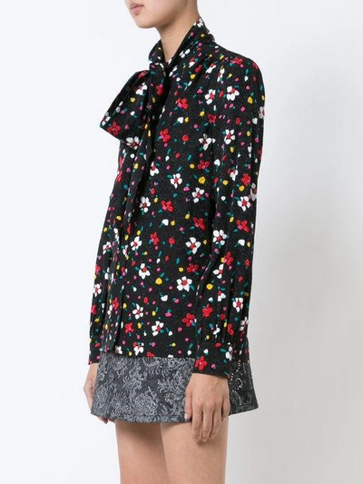 Shop Marc Jacobs Floral Tie Neck Blouse In Black