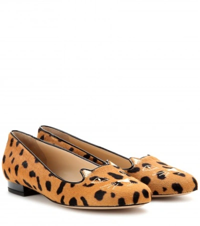 Charlotte Olympia Kitty Leopard-print Calf Hair Slippers In Hyeea