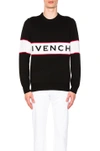 Givenchy Logo Stripe Wool Sweater In Black