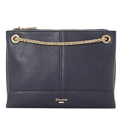 Dune Eholly Triple-pouch Shoulder Bag In Navy-plain Synthetic