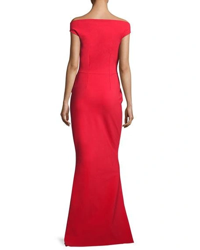 Shop La Petite Robe Di Chiara Boni Off-the-shoulder Jersey Gown In Red