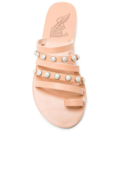 Shop Ancient Greek Sandals Leather Niki Pearls Sandals In Neutrals