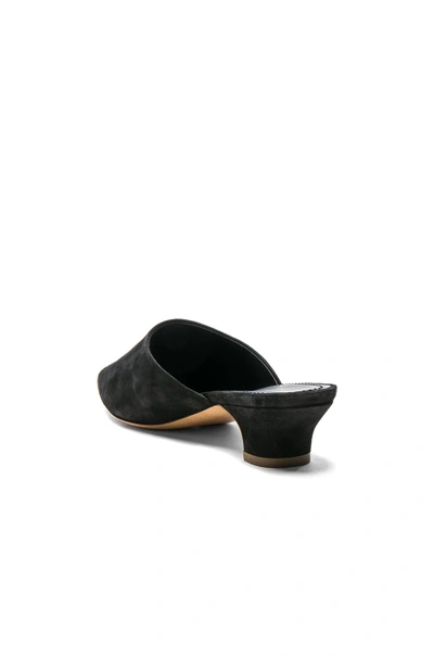 Shop Mansur Gavriel Suede Elegant Slides In Black