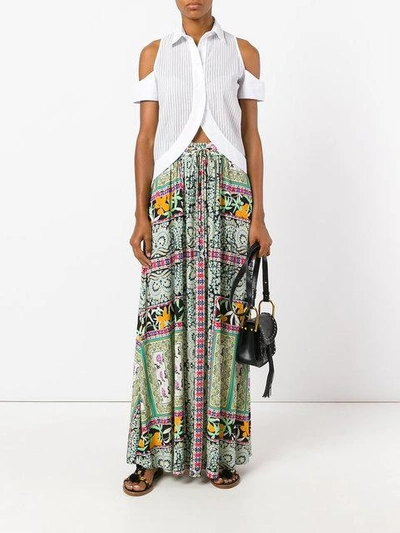 Shop Etro Floral Print Pleated Skirt In Multicolour