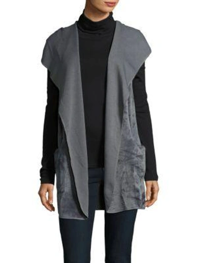 Bobi Open-front Faux-fur Hooded Vest In Grey