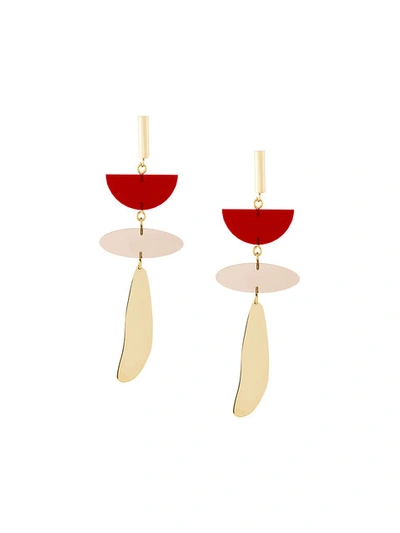 Isabel Marant 'other Potatoes' Brass And Acrylic Drop Earrings In Red 70rd