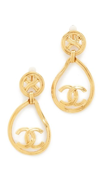 What Goes Around Comes Around Chanel X Circle Tear Dangle Earrings (previously Owned) In Gold