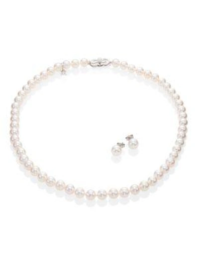 Shop Mikimoto 8mm Akoya Pearl Stud Earrings & Necklace Gift Set