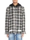 OFF-WHITE Diagonal Check Flannel Hooded Shirt
