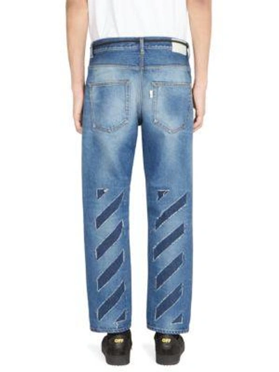 Shop Off-white Diagonal Window Jeans In Blue