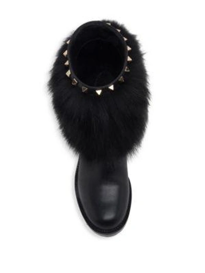 Shop Valentino Fur & Leather Winter Boots In Black